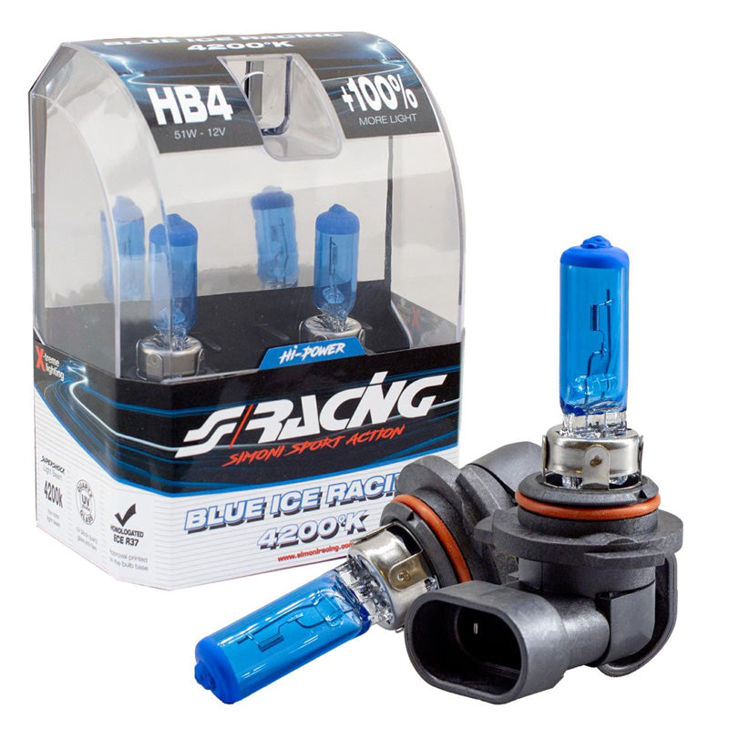 Simoni Racing, Halogen Bulbs 'Blue Ice Racing' HB4 (4200K) 12V/55W - Set of 2 pcs. ECE-R37 E-Mark