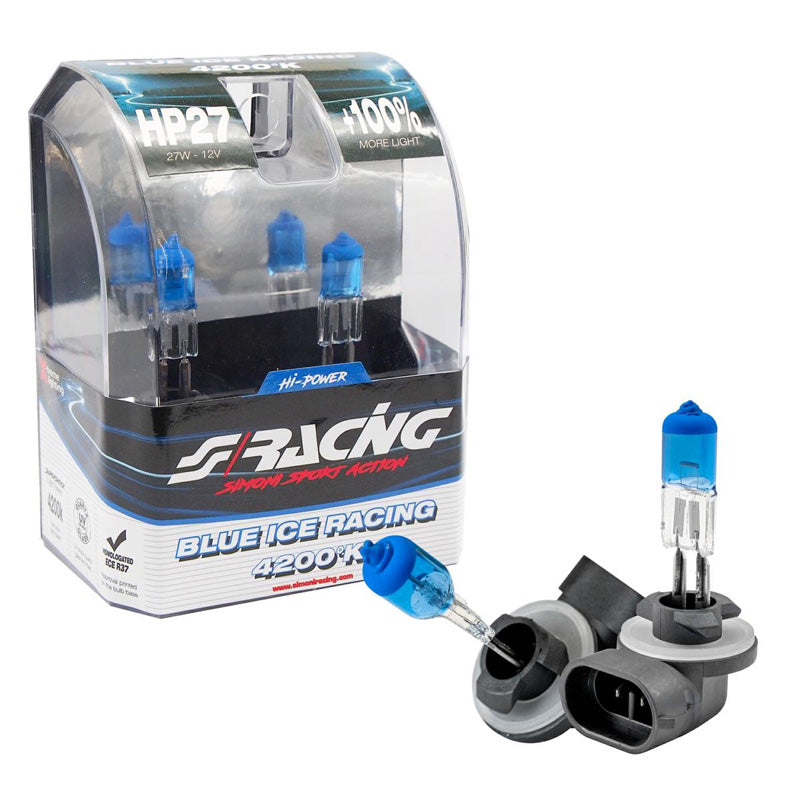 Simoni Racing, Halogen Bulbs 'Blue Ice Racing' HP27-881 - 4200K - 12V/27W, set of 2 pcs. ECE-R37 E-Mark
