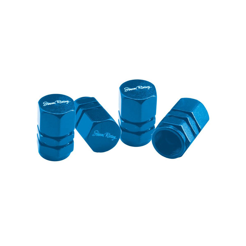 Simoni Racing, Hexagonal Valve Caps - Blue - 4 pcs.