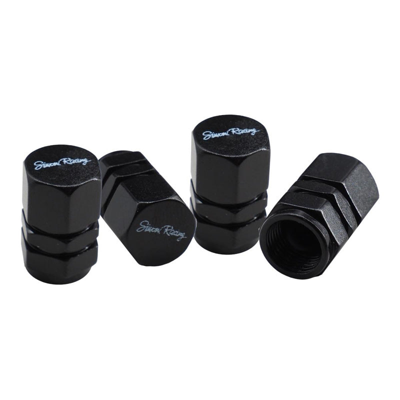Simoni Racing, Hexagonal Valve Caps - Black Aluminium - 4 pcs.