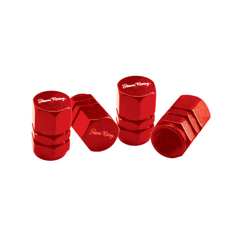 Simoni Racing, Hexagonal Valve Caps - Red - 4 pcs.