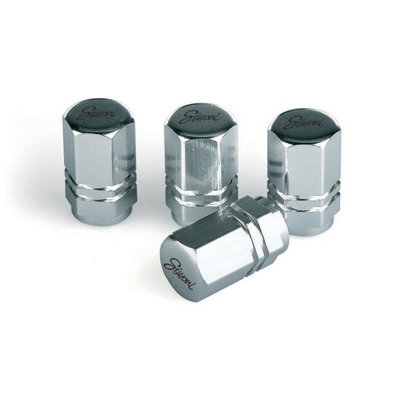 Simoni Racing, Hexagonal Valve Caps - Chrome - 4 pcs.