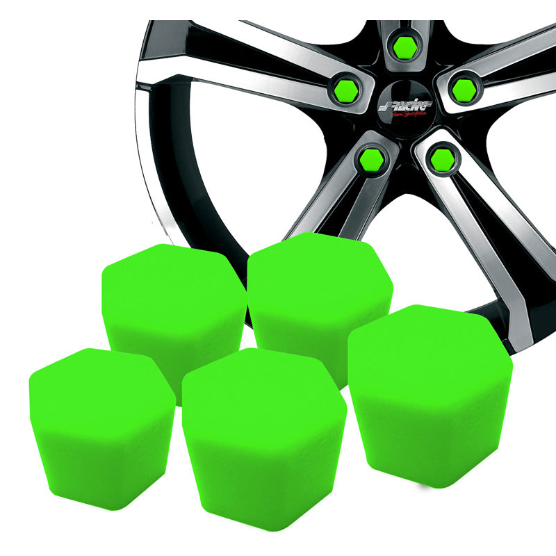 Simoni Racing, Caches d’écrous de roue universels - 19mm - Vert - Lot de 20 pièces.