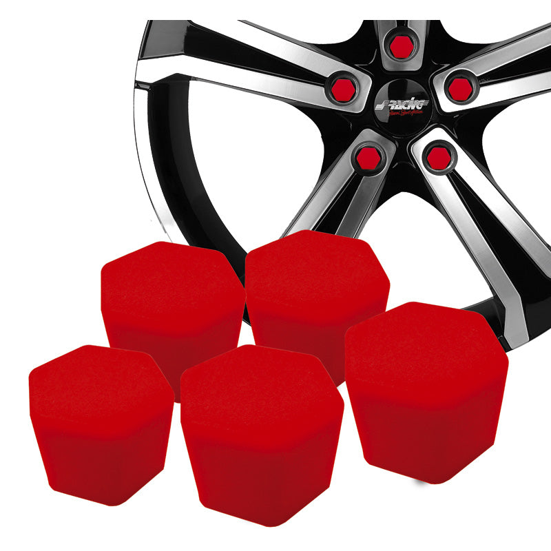 Simoni Racing, Universal Wheel Nut Covers in Silicone - 17mm - Red - Set of 20 Pcs.