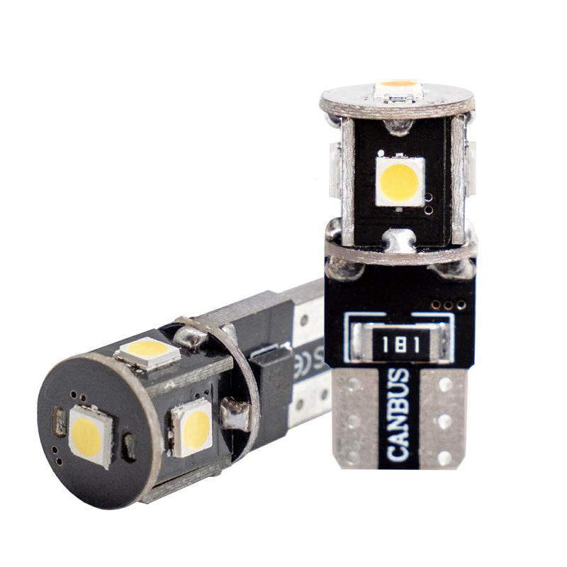 Simoni Racing, 5-LED T10 Bulb 'Canbus No-Polarity' - Super White - Set of 2 pcs.