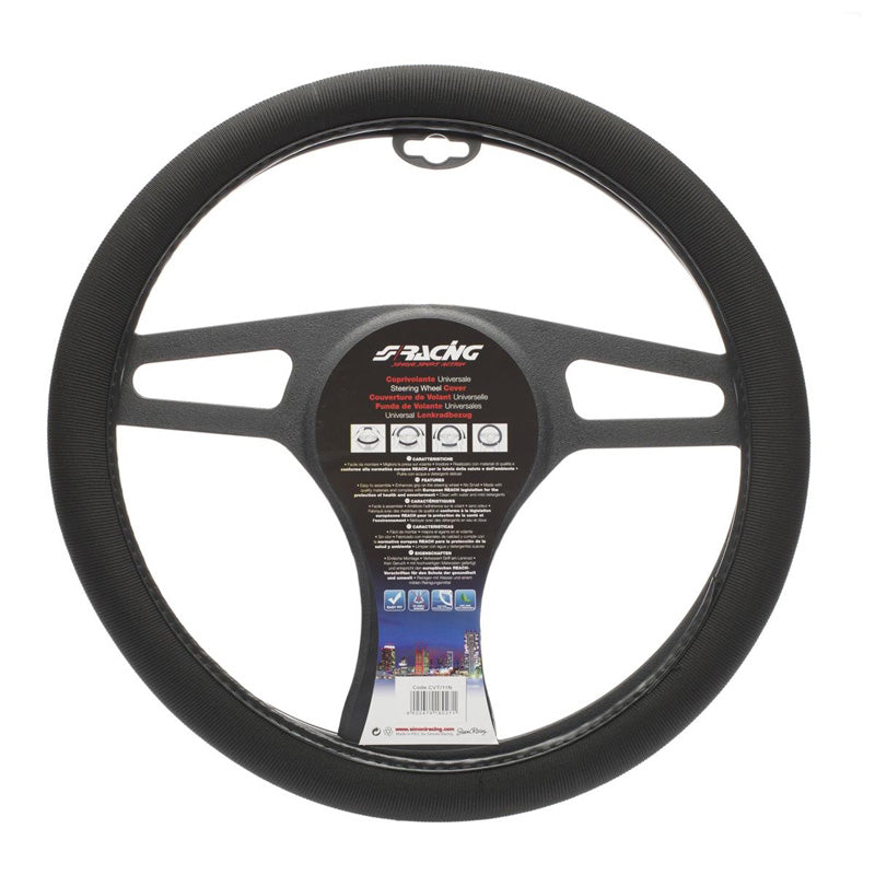 Simoni Racing, Steering Wheel Cover - Black Cotton - 37-39cm