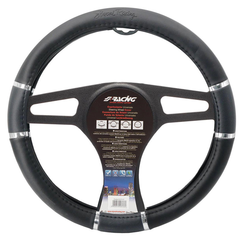 Simoni Racing, Comfort Stuurhoes - Zwart Ecoleather/Krom - 37-39cm