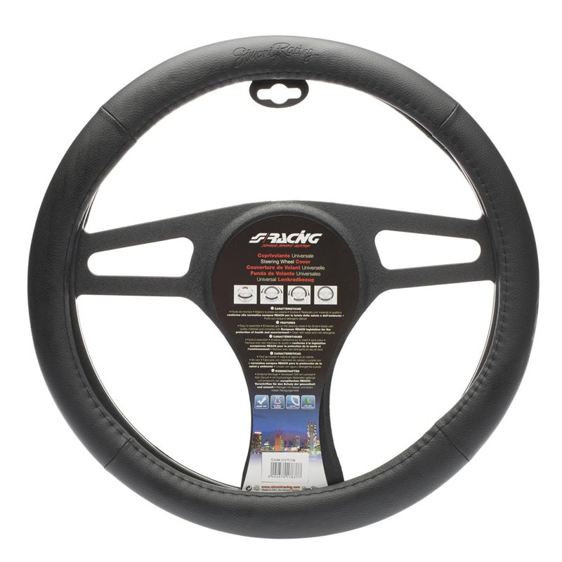 Simoni Racing, Premium Steering Wheel Cover - Black Ecoleather - 37-39cm