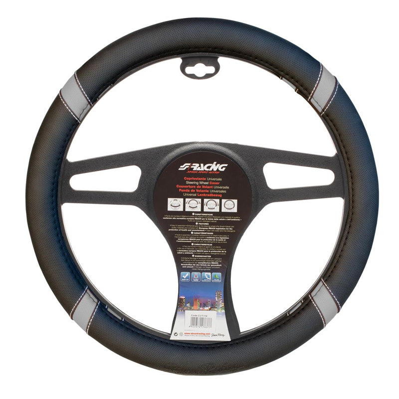 Simoni Racing, leren stuurhoes Cross - Zwart ecoleer/grijs - 37-39cm