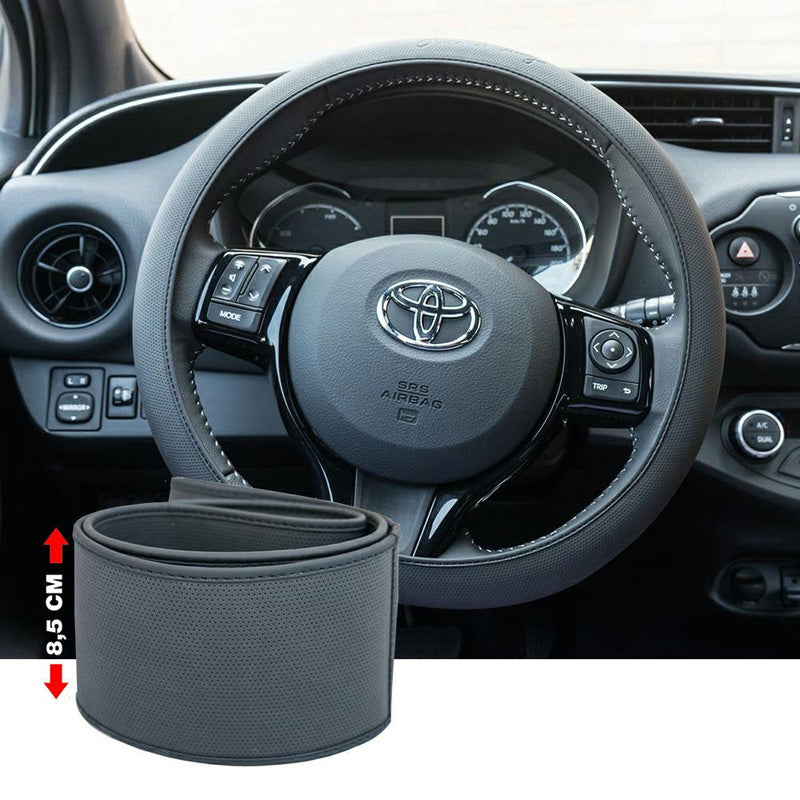 Simoni Racing, Leather Steering Wheel Cover - Black Ecoleather - 37-39cm