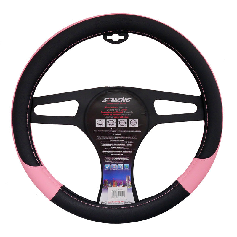 Simoni Racing, Pink Lady stuurwielhoes - Zwart/Roze ecoleer - 37-39cm