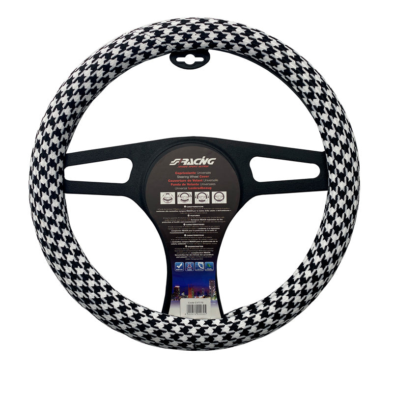 Simoni Racing, Comfort stuurwielhoes - Pied-de-poule - Zwart/Wit - 37-39cm