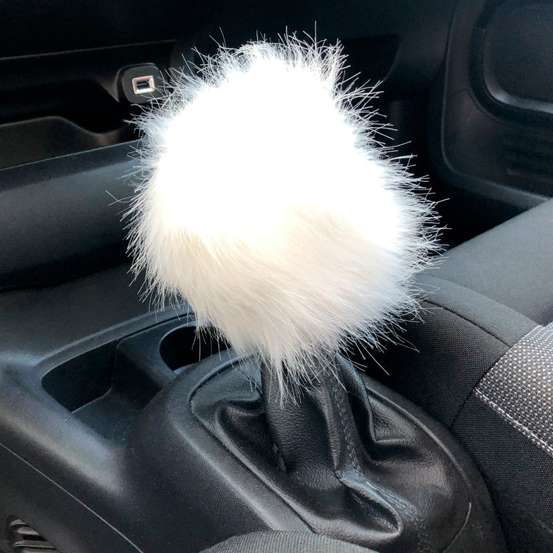 Simoni Racing, Gear Knob Cover with Fluffy Fur - White