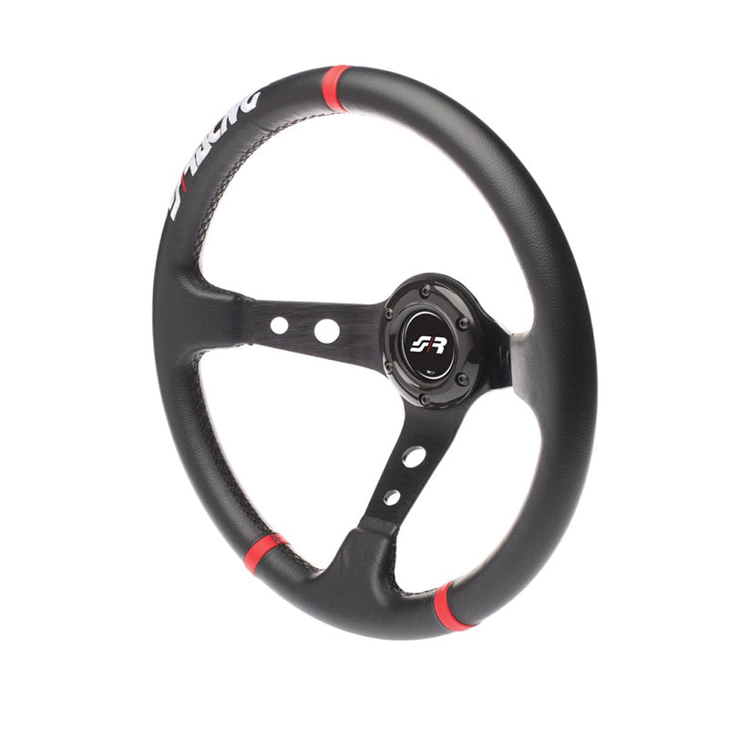Simoni Racing, sportstuur, Gravel - Zwart ecoleer/rood - Diameter 350mm