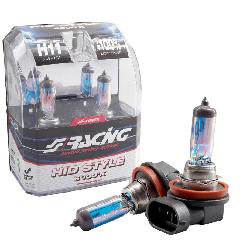Simoni Racing, ampoules halogènes 'HID Style' H11 (6000K) blanc hyper - 12V/55W - lot de 2 pièces ECE-R37
