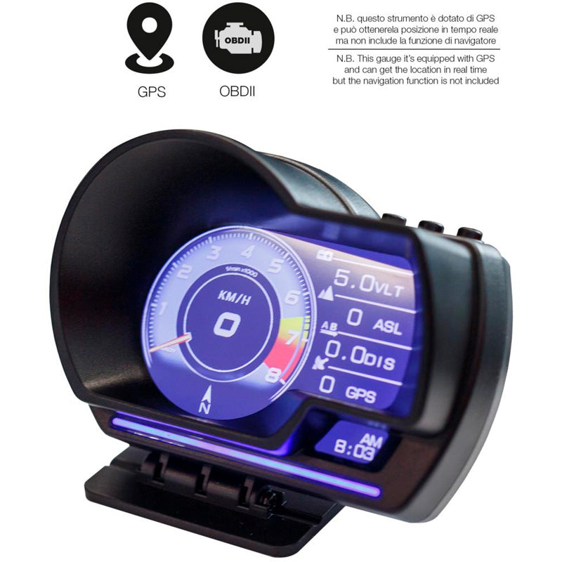Simoni Racing, tableau de bord numérique, affichage tête haute, OBDII + GPS