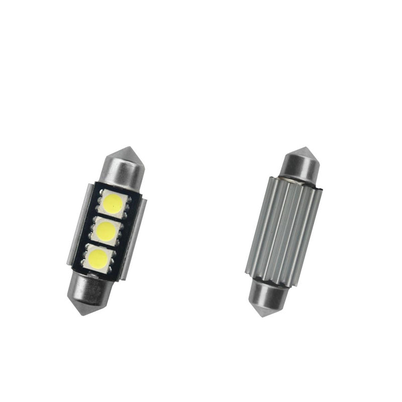 Simoni Racing, 3-LED ampoule navette 'Warning LED 9' avec interrupteur d'avertissement - Blanc super froid - 36mm - Lot de 2 pcs.