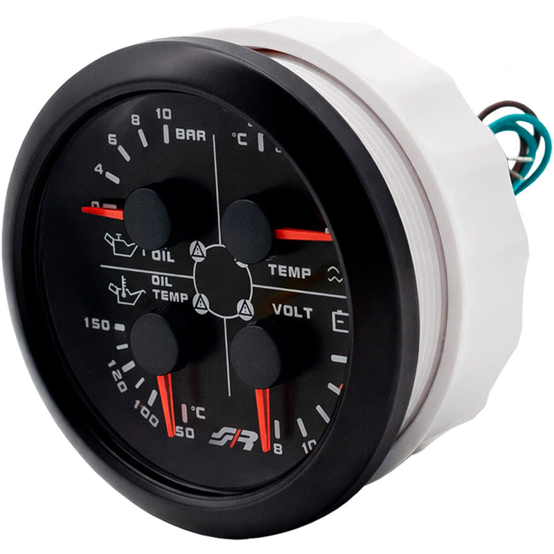 Simoni Racing, instrument multifonction 3,3'' (85 mm), pression d'huile / température d'huile / température d'eau / tension
