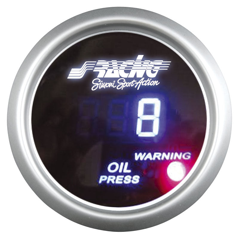 Simoni Racing, Digital Oil Pressure Gauge (PSI) - 52mm - White