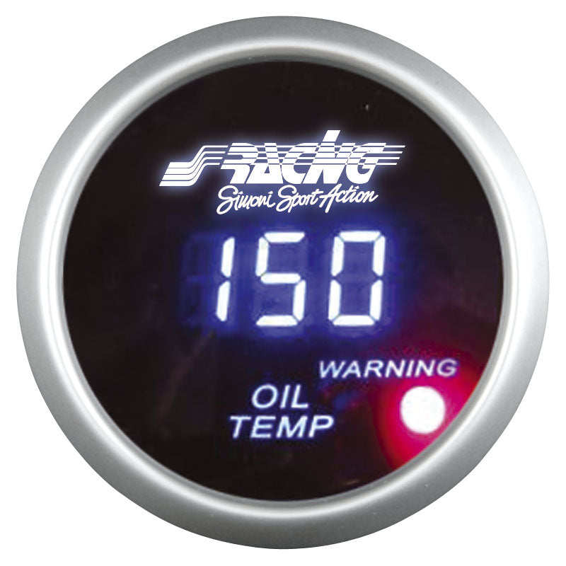 Simoni Racing, Digital Oil Temperature Gauge - 52mm - White
