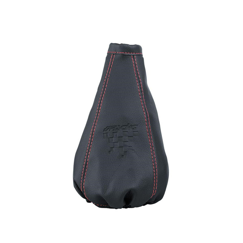 Simoni Racing, Universele versnellingspookhoes - Zwart met rode stiksels - 125x125mm/Ø140mm