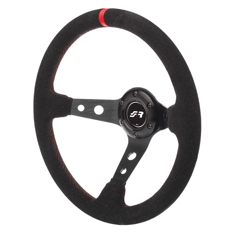 Simoni Racing, Sports Steering Wheel, Pitlane - Black Suede + Red Stitching - Diameter 350mm