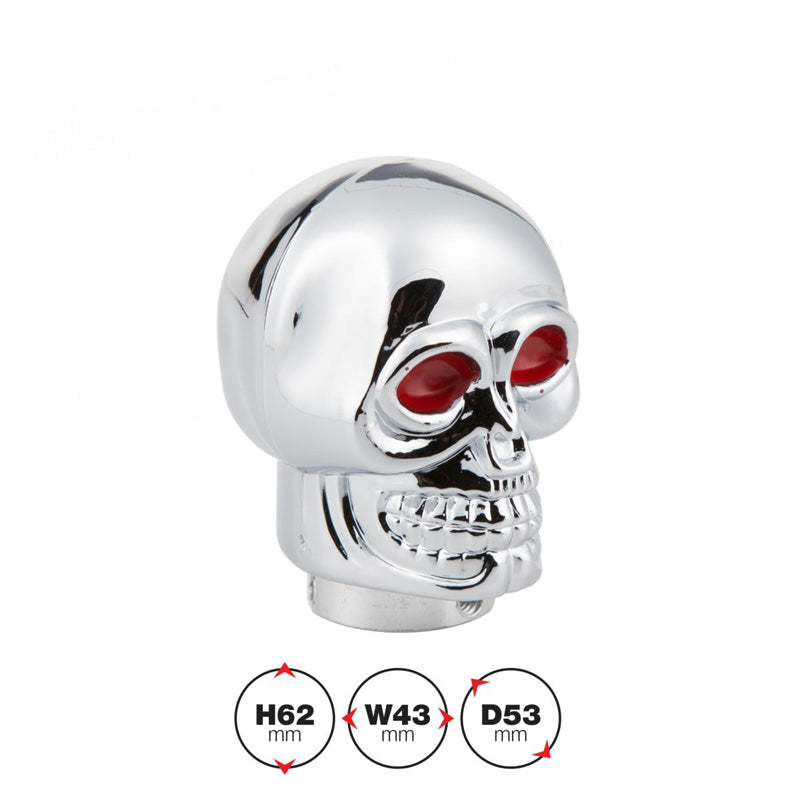 Simoni Racing, Gear Knob Skeletor - Chrome with Red Eyes