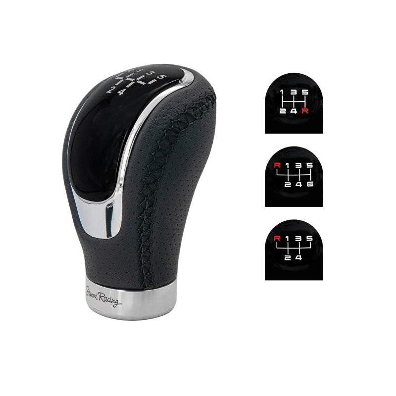 Simoni Racing, Gear Knob Cover - Black/Aluminum with 3 Shift Patterns