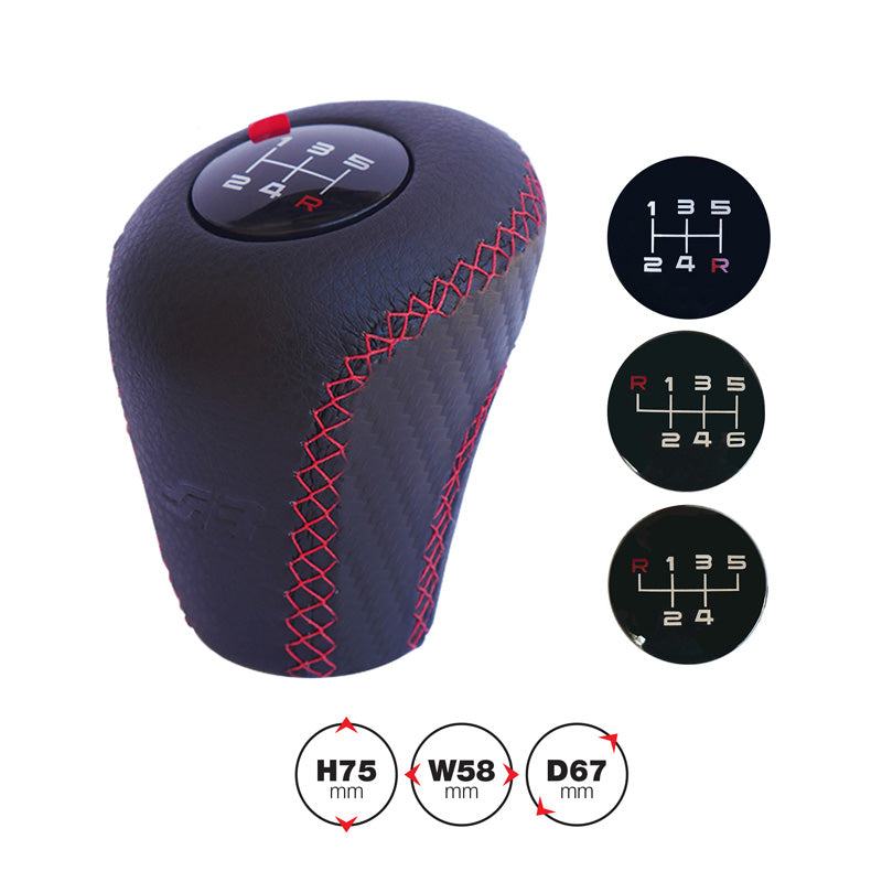 Simoni Racing, Gear Knob Slick - Black/Red with 3 Gear Patterns
