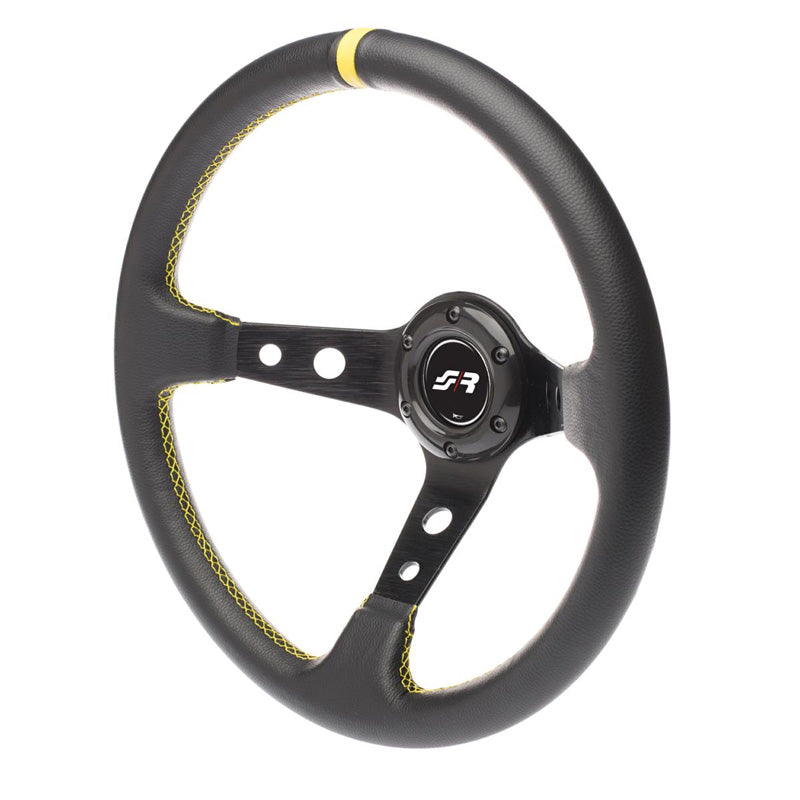 Simoni Racing, Sports Steering Wheel, Speciale - Black Ecoleather/Yellow - Diameter 350mm
