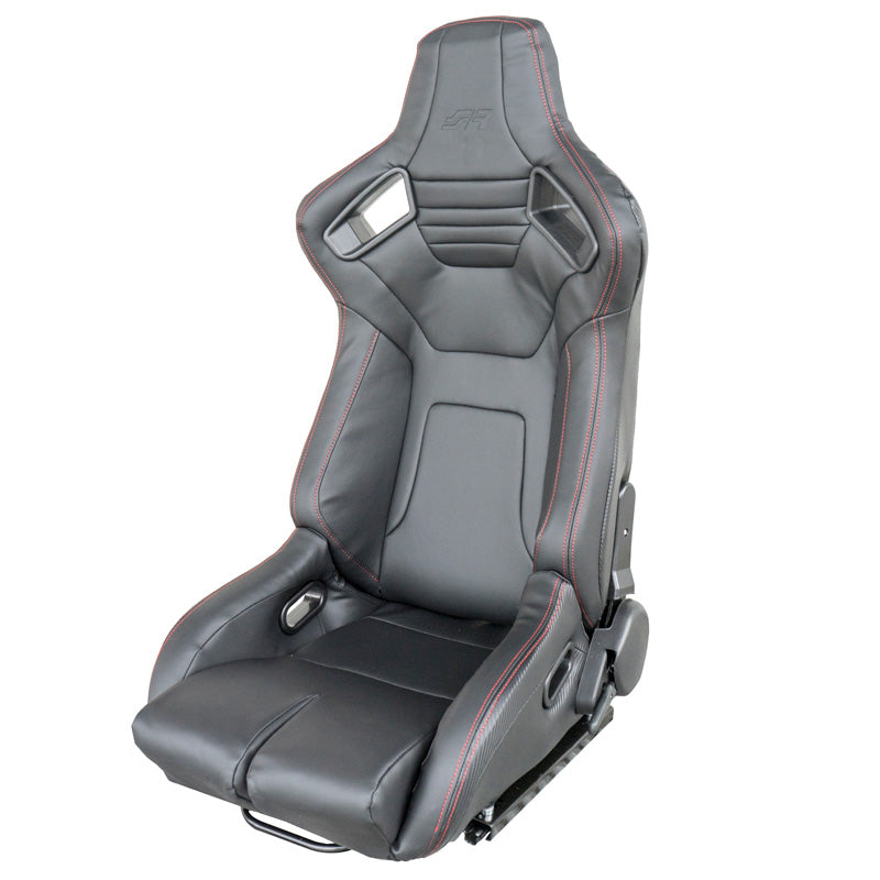 Simoni Racing, sportstoel Emerson - zwart ecoleer - links verstelbaar - incl. sliders