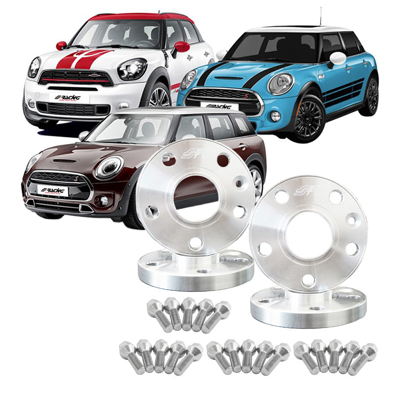 Simoni Racing, Spacer Kit, Aluminium, 2x15mm(FA) + 2x18mm(RA), fits Mini, incl. wheel bolts