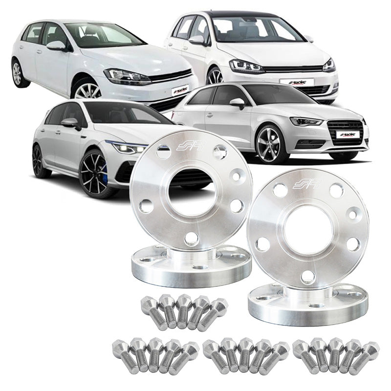 Simoni Racing, Kit d'entretoises, aluminium, 2x13mm(FA) - 2x15mm(RA) (Nav 57,1mm), comprend les boulons de roue, convient à Audi, VW
