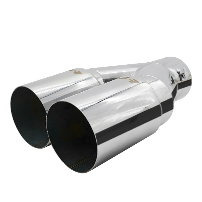 Simoni Racing, Exhaust Tip, Double Round Inox - Ø88xL265/280mm - Installation 33->73mm