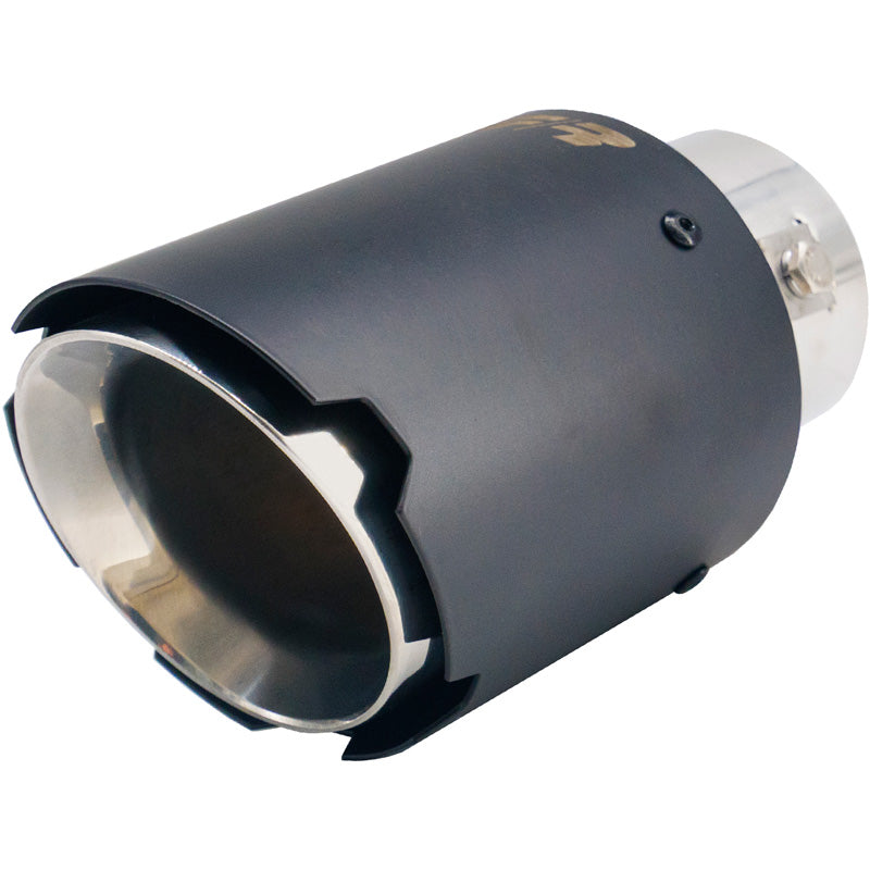 Simoni Racing, Embout d'échappement, Rond/Coupé, Noir mat+acier inoxydable - Ø89xL152mm