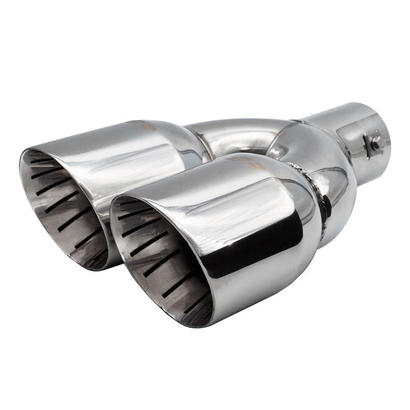 Simoni Racing, embout d'échappement, Double Round/Slanting Inox - Ø90xL245mm - Installation 35->61mm
