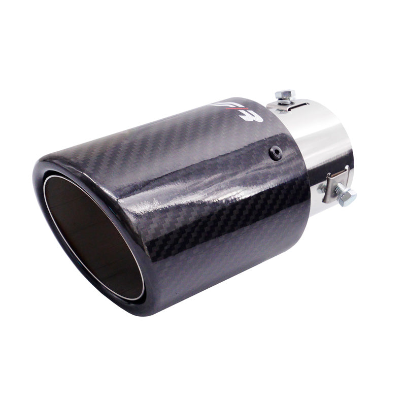 Simoni Racing, uitlaatsierstuk, rond/schuine glanzend-carbon+inox - Ø89xL170mm - montage 38-63mm