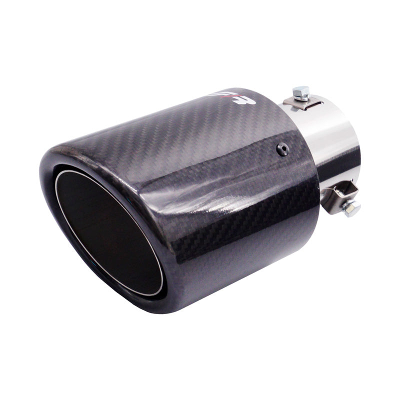 Simoni Racing, uitlaatpijp, rond/schuin glanzend carbon+inox - Ø102xL180mm - montage 38-63mm