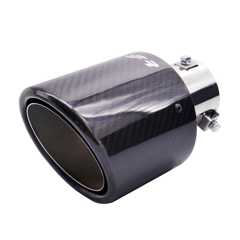 Simoni Racing, Uitlaatpijp, Rond/Afgeschuind Glanzend Carbon+Inox - Ø114xL185mm - Montage 38-63mm