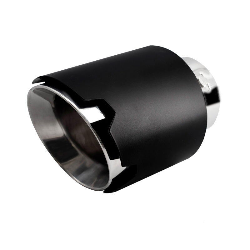 Simoni Racing, Exhaust Tip, Round/Slanted, Matte Black with Inox, Ø116xL170mm, Installation 42-74mm