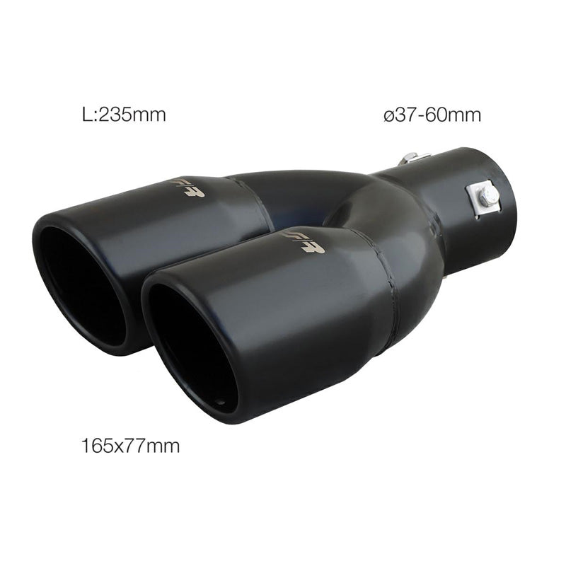 Simoni Racing, Exhaust Tip, Double Round/Slanting Inox Black - Ø76xL230mm - Installation ->58mm