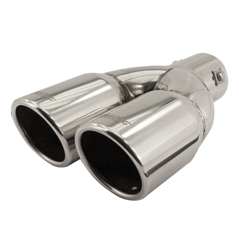 Simoni Racing, Tailpipe, Double Round/Slanting Inox - Ø76xL230mm - Installation ->58mm
