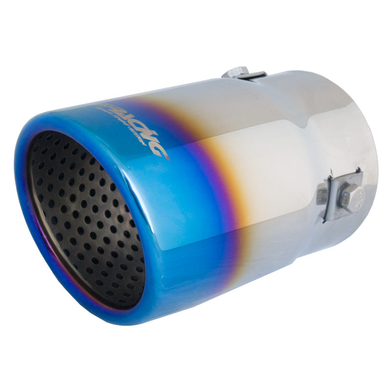 Simoni Racing, Uitlaatuiteinde, Rond/Afgeschuind Inox/Titanium - Ø76xL128mm - Montage 43->67mm