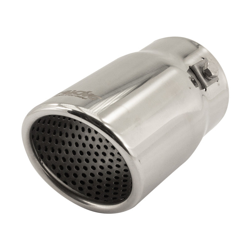 Simoni Racing, Exhaust Tip, Round/Slanting Inox - Ø76xL128mm - Installation ->68mm