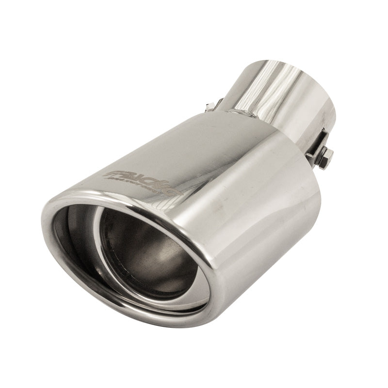 Simoni Racing, Exhaust Tip, Oval/Slanted Inox - 87x66xL150 - Installation ->48mm