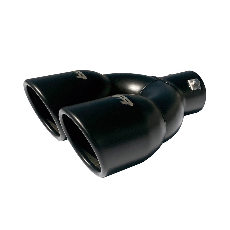 Simoni Racing, Exhaust Tip, Double Round Inox - Black - Ø90xL240mm - Installation ->34-57mm