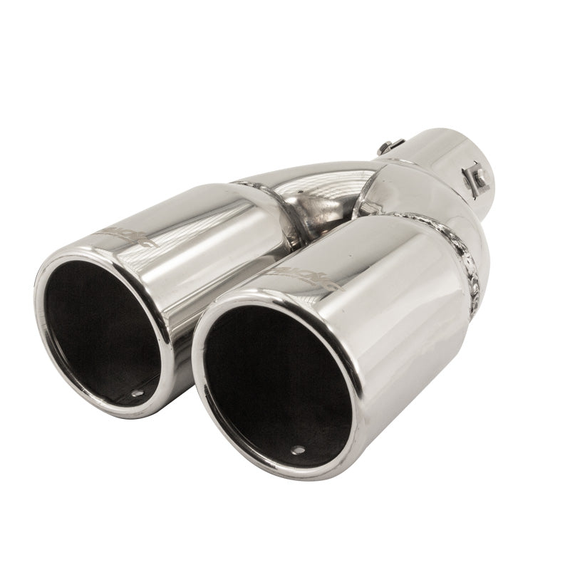 Simoni Racing, Exhaust Tip, Double Round Stainless Steel - Ø76xL230mm - Installation ->61mm