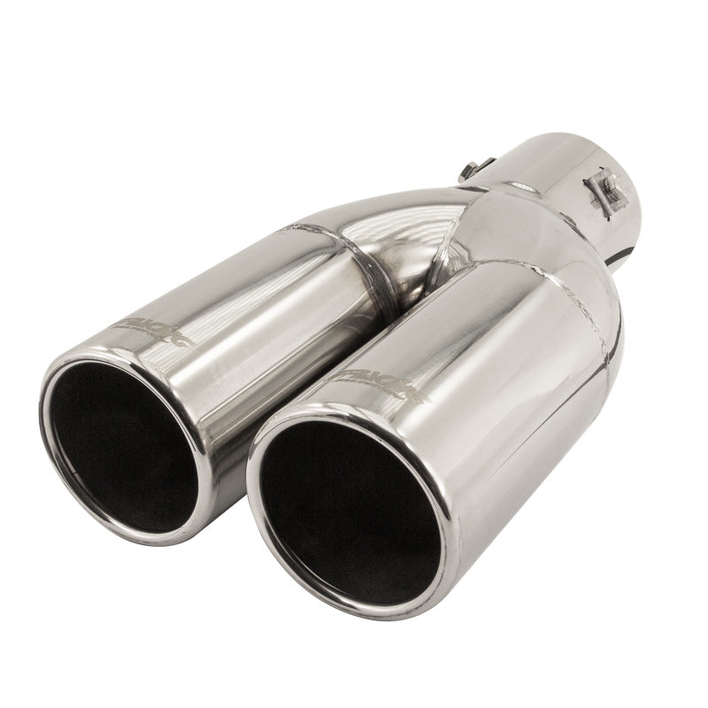 Simoni Racing, Exhaust Tip, Double Round Inox - Ø63xL220mm - Installation ->60mm