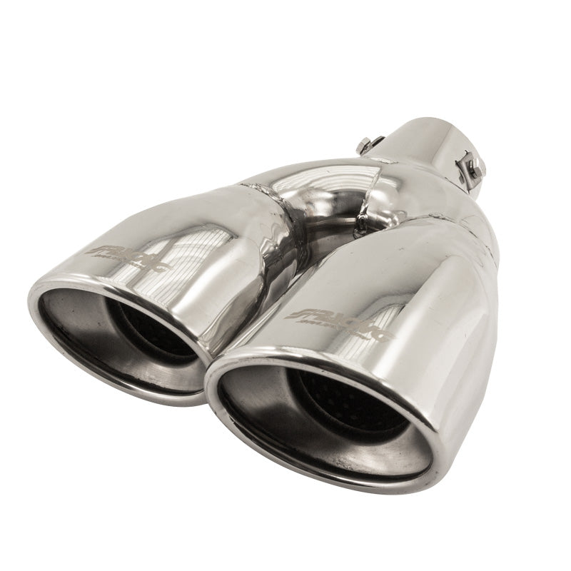 Simoni Racing, embout d’échappement, double ovale/biseauté Inox - 167x67xL220mm - Montage 37->57mm - Gauche