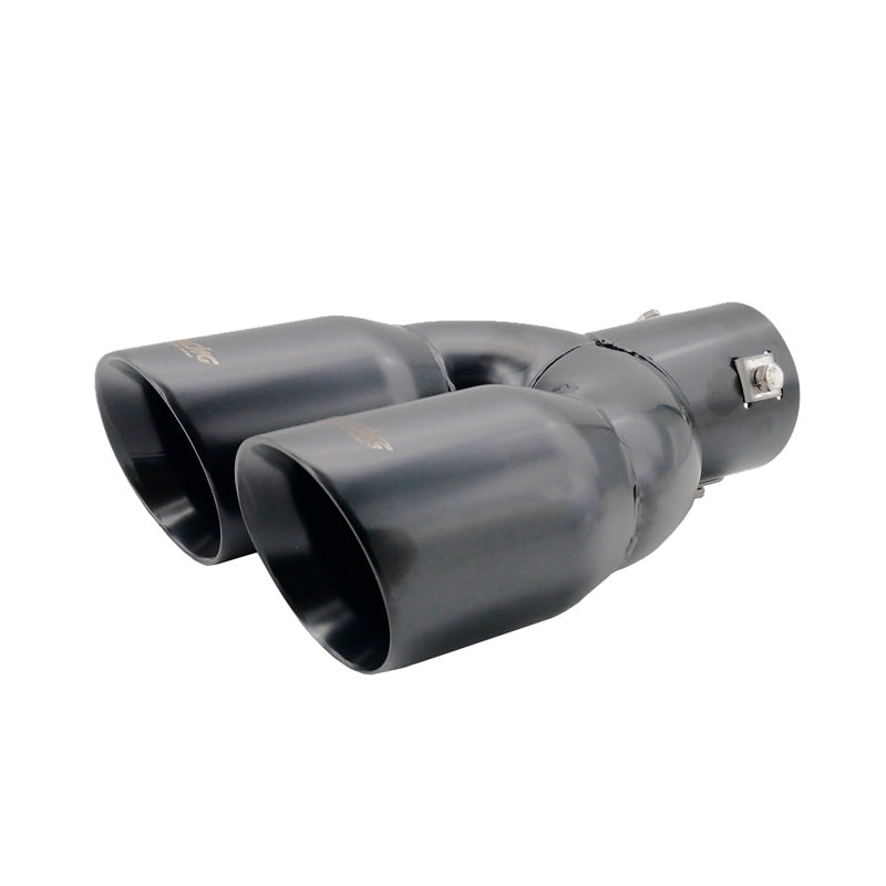 Simoni Racing, Tailpipe, Double Round/Slanted Inox Black - 2xØ76xL240mm - Installation 34-60mm